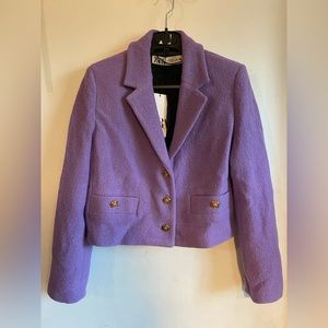 Zara Lilac Textured Blazer